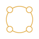 Four circles joined together by a larger circle icon