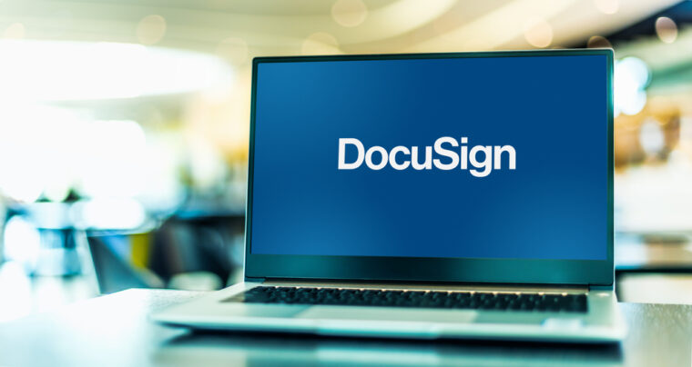 DocuSign logo on laptop